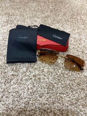 Cartier Men’s Gold Frame Sunglasses with Brown Hennessy Lenses